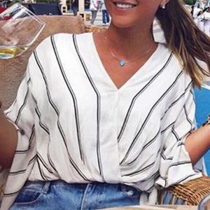 High Low Crop Stripped Blouse